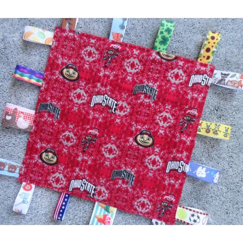 Ohio State Sensory Lovey/NCAA Lovey/Baby Shower Gift/Ohio State Baby/I Spy Lovey/Red Minky/Sensory Lovey/Ohio State Flannel/Ohio State Lovey