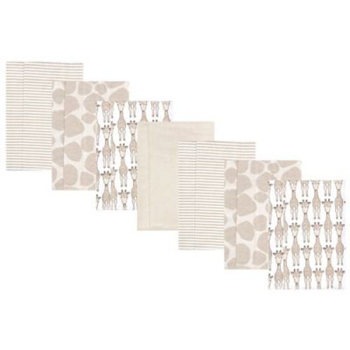 Hudson Baby Cotton Poly Flannel Burp Cloths 7-Pack, Giraffe , One Size
