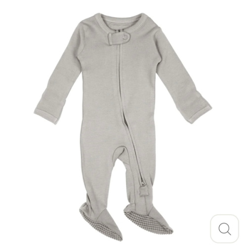 Organic 2-Way Zipper Footie in Light Gray