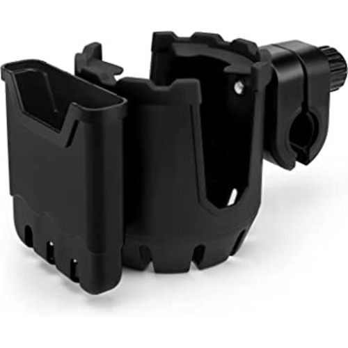 Accmor 2-in-1 Stroller Cup Holder with Phone Holder, Universal Cup Phone Holder for Stroller, Bike, Wheelchair, Walker, Scooter, Black