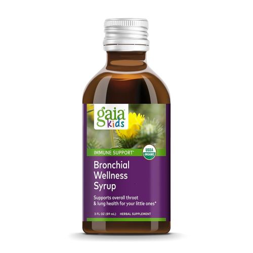 Bronchial Wellness Syrup - Immune Support Supplement - Overall Throat & Lung Health Support - Certified Organic Formula with English Plantain, Grindelia & Honey - 3 Fl Oz (18 Servings)