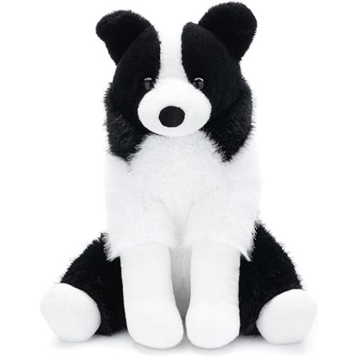 Border Collie Stuffed Animal Plush Dog Toy, 12 Inch, Soft Realistic Black and White Puppy, Cuddly Farm Animal Plushie for Kids, Girls, Boys, Birthday