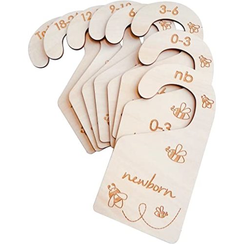 Baby Closet Size Dividers, Double-Sided Wood Baby Closet Organizer Hanging Baby Clothes Dividers Nursery Closet Organizer for Home Baby Clothes Nursery Décor