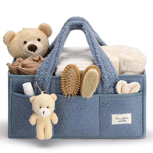 Baby Diaper Caddy Organizer with Handle, Boy & Girl Shower Gift Basket, Portable Diaper Storage Basket Bin for Wipes, Newborn Baby Essentials Registry Search Must Haves, Car Caddy Organizer