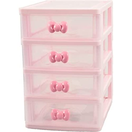 Lovely Pink Receiving Storage Cabinets Box With Multi-layers And Pink Bowknot Handle (Four layers (7.06 x 5.22 x 8.05 inches))