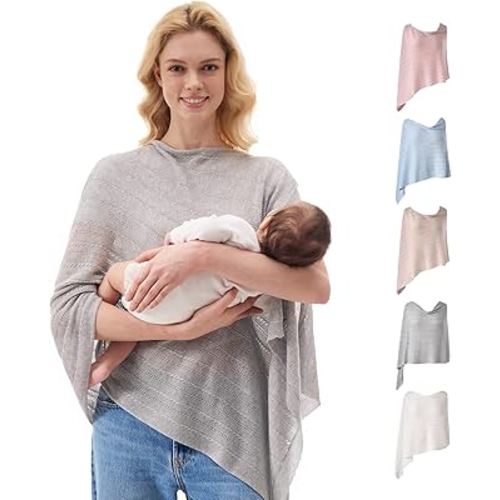 Momcozy Ultra-Light Nursing Cover for Breastfeeding, Soft Breathable Tencel™ Lyocell Fabric, Multi-Use Feeding Shawl, Newborn Essentials Must Haves(Light Gray)