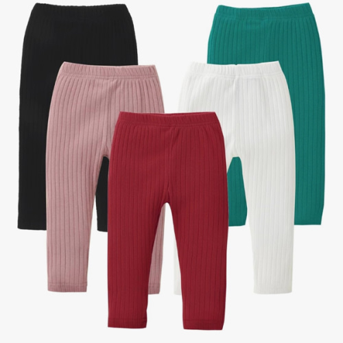 DREAM BUS 5 Pack Toddler Girl Pants Baby Girl Solid Ribbed Pants Toddler Girls Bottoms Leggings Newborn Cotton Jogger