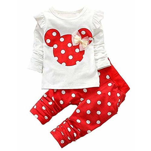 Baby Girl Clothes, 3 Pieces Long Sleeved Cute Toddler Infant Outfits Kids Tops and Pants Set