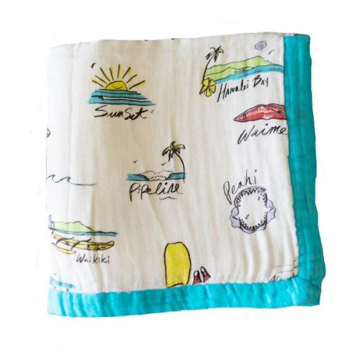 Surf Report Baby Quilt - Buttery-Soft Muslin - Coco Moon Hawaii