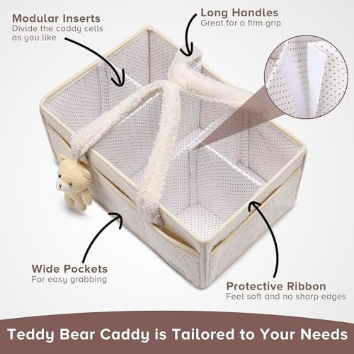 PeraBella Baby Diaper Caddy Organizer - Changing Table & Car Caddy, Nursery Diaper Storage Basket for Diapers & Wipes