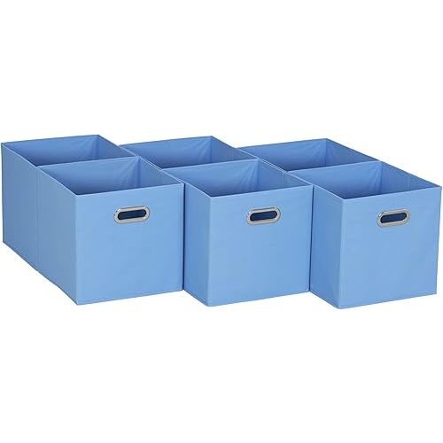 Household Essentials, Light Blue 6 Pack Fabric Storage Bins with Handle