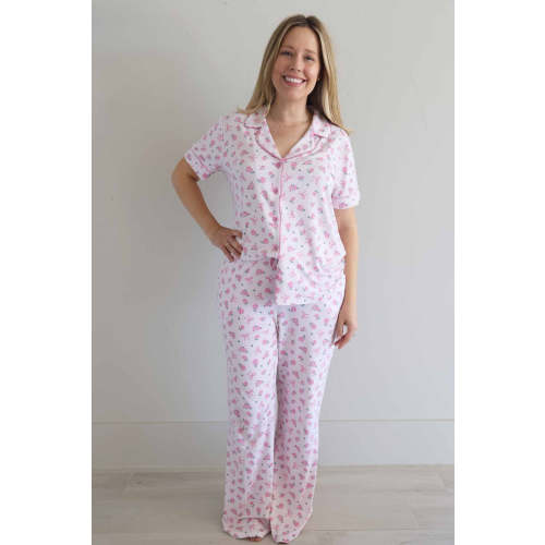 Women's Two Piece Flare Lounge Set | Ribbon & Roses Pink