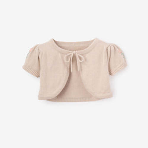 Embroidered Floral Bolero Cotton Knit Cardigan – Elegant Baby