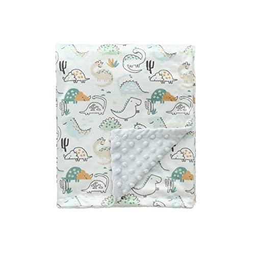 CREVENT Fuzzy Baby Nursery Blanket for Boys Soft Plush Receiving Gift for Newborns, All Season Use - Dinosaur 30x40 Inches