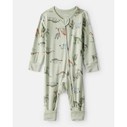 Baby Boy Dinosaur Print PurelySoft Long-Sleeve Sleep & Play - Green