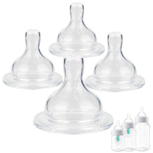Silicone Nipples for Philips Avent Anti-Colic Baby Bottles,Size 1 Nipple,1m+,Slow Flow, 4 Count