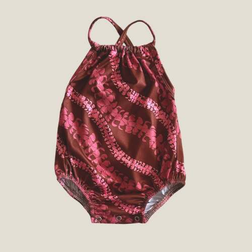 Brown Lei Puakenikeni Halter romper