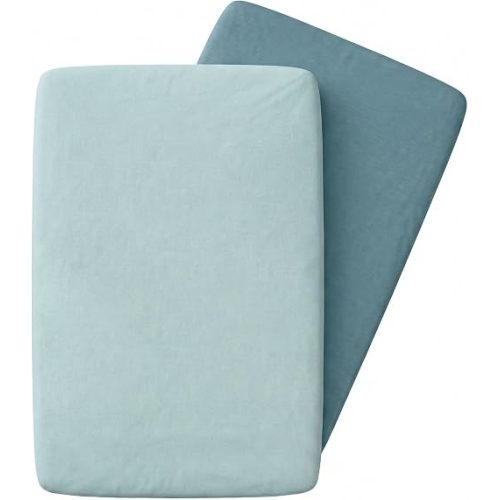Luvberries 100% Organic Cotton Bassinet Sheets for Guava Lotus Bassinet, 2 Pack – Breathable Soft Fitted Bassinet Sheets for Baby & Newborn, Unisex (Blue Tones)