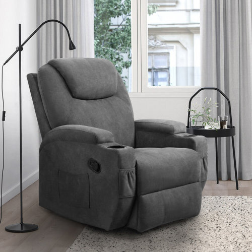 Latitude Run® Fabric Rocking Chair with Massage, 360 Degree Swivel Sofa Seat with Drink Holder & Reviews | Wayfair
