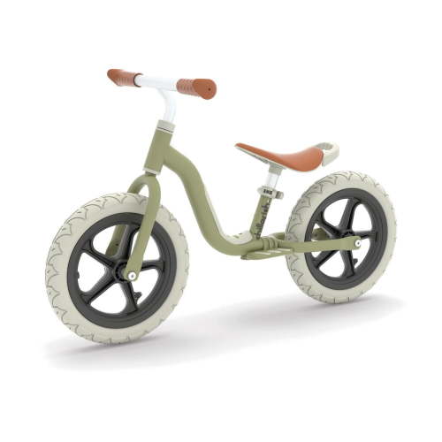 Chillafish Charlie Lux Lightweight Toddler Balance Bike with Carry Handle, Integrated Footrest, Adjustable Seat and Handlebar, Puncture-Proof 12" EVA Wheels, Kids 2-5 years, Olive