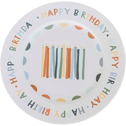 Home & Kind Birthday Celebration Plate for Kids: Cute Ceramic Birthday Plate, Reusable Special Breakfast & Cake Plate, Alternative to “You Are Special Today” Plate, Family Tradition Keepsake