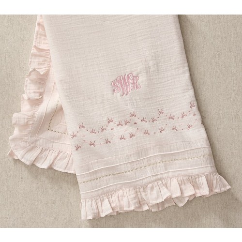 Welcome Home Embroidered Heart Oversized Muslin Baby Blanket