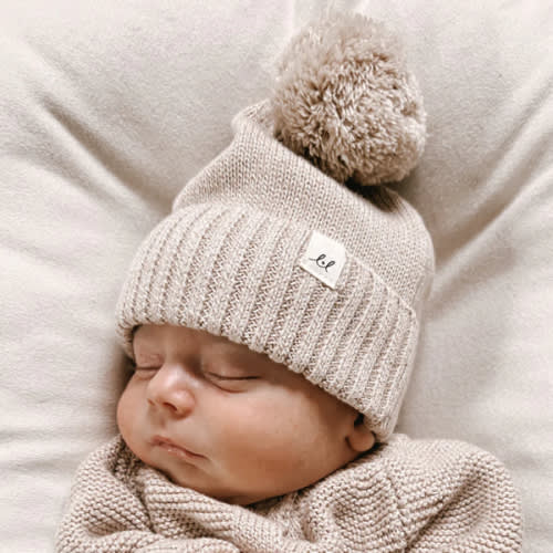 Luna + Luca Pom Beanie - Heather Beige