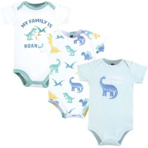 Hudson Baby Cotton Bodysuits, Family Dino, 0-3 Months