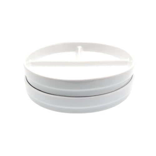 Elk and Friends Kids 7.8” Porcelain White Plates | Divided Plates | Suitable for Kids/Toddlers | Microwave & Dishwasher Safe | Non Slip | Snack Dishes | 2 Pack