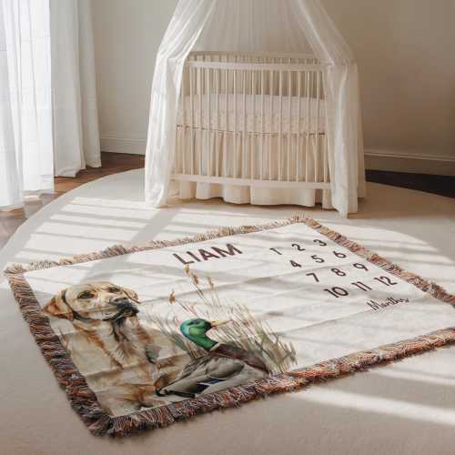 Personalized Mallard Duck Baby Milestone Blanket Mallard Duck Nursery Decor Mallard Duck Monthly Baby Blanket Mallard Duck Woven Blanket