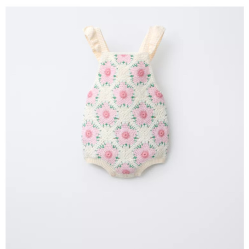 CROCHETED FLOWER ROMPER - Ecru | ZARA United States
