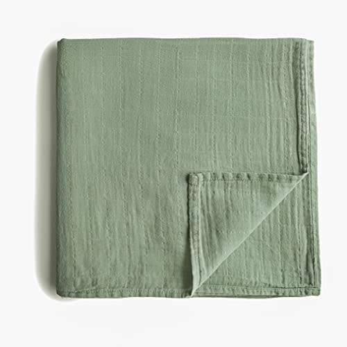 mushie Muslin Baby Swaddle Blanket | 100% Organic Cotton (Sage)
