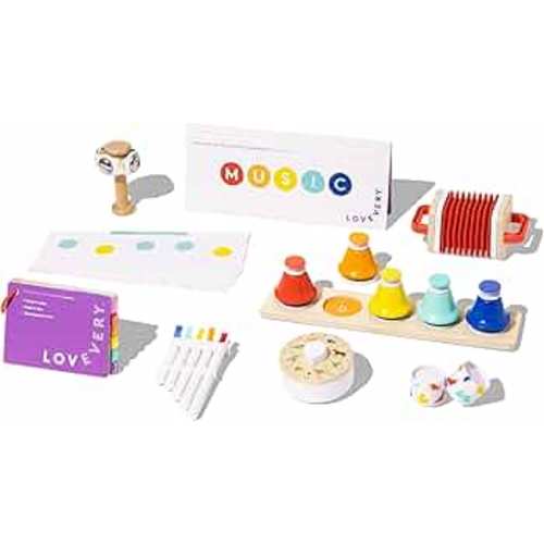 Amazon.com : Lovevery | The Music Set | 6 Musical Instruments and Rhythm & Songs Book, Preschool Education and Montessori Early Learning Musical Toy, Ages 18 Months to 4+ Years : Toys & Games