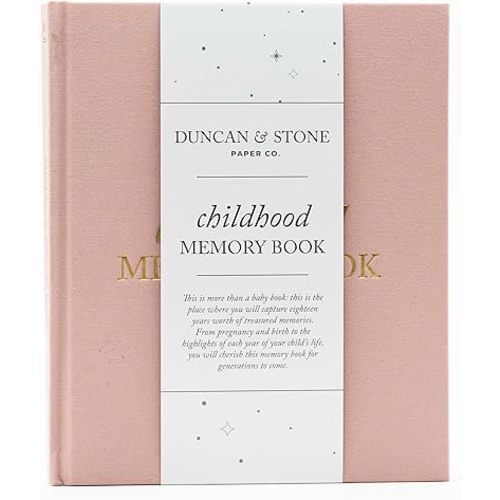 Childhood Memory Book - Elegant Child Memory Book from Pregnancy to Age 18 W/Prompts, Space for Photos & More - Baby Journal (175 Pages, Dusty Rose)