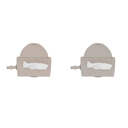 Ubbi On-The-Go Baby Wipes Dispenser, Portable Wipes Container for Travel, Diaper Bag Accessory Must Have for Newborns, Reusable Wipes Holder, Taupe (Pack of 2)