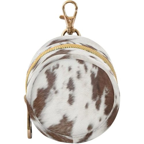 White Brown Cow Print Pacifier Holder Case with Clip - Pacifier Case with Clasp for Diaper Bag