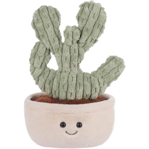 Apricot Lamb Potted Cactus Plant Plush Stuffed Animals for Kids, Soft Cute Plush Toys for Baby Girl and Boy, Fluffy Potted Cactus Plant Green