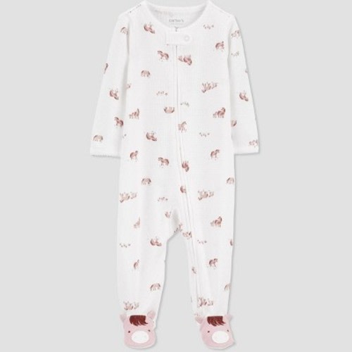 Carter's Just One You®️ Baby Girls' Sleep N' Play - Ivory/Pink 6M