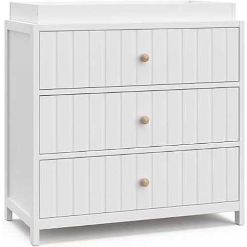 Graco Teddi 3 Drawer Chest with Changing Table Topper (White) – GREENGUARD Gold Certified, Interlocking Drawer System, Pre-Installed Drawer Tracks for Easier Assembly