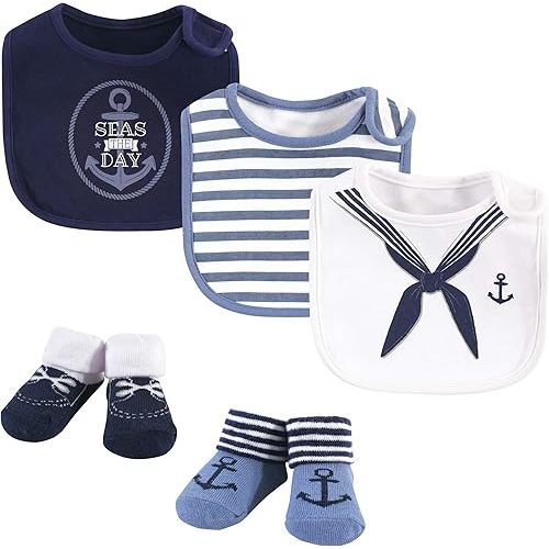 Little Treasure Unisex BabyCotton Bib and Sock Set