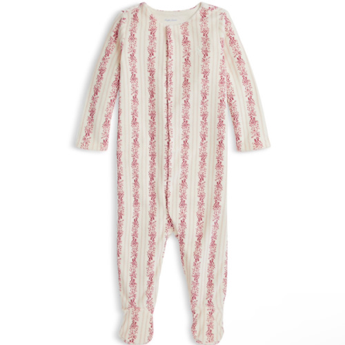 Polo Girls' Floral Velour Footed Coverall - Baby