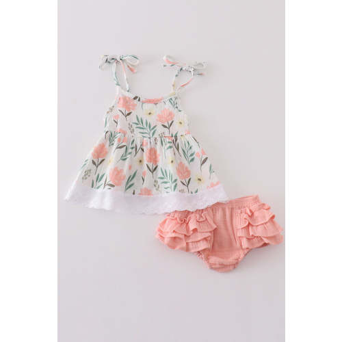 HoneyBean- Premium Pink muslin floral baby set