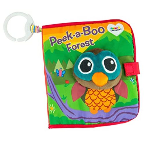 Lamaze Peek-A-Boo Forest — Clip-On — Baby Book — Teething Crinkle Soft Book with Interactive, Washable Fabric Pages