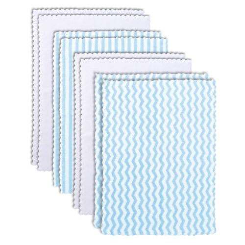 8 Pack Super Soft Baby Burp Cloths, Baby Washcloths, Ultra Absorbent Large Newborn Burping Cloth for Boy and Girl, Milk Spit Up Rags, Unisex for Baby Sensitive Skin, Aquamarine and White,16 × 12 Inch