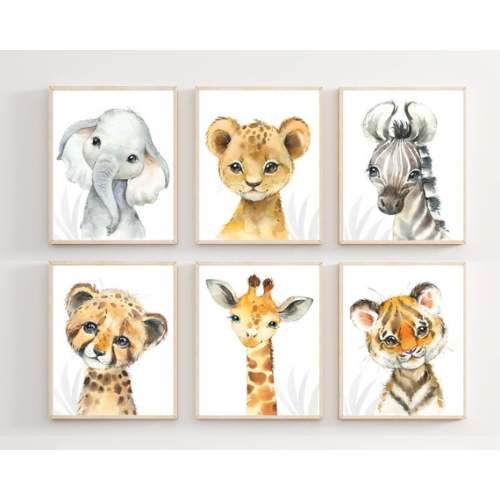 Safari Baby Animal Prints Safari Animal Prints Watercolor - Etsy