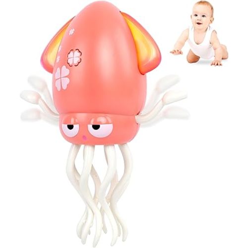 Sachie Dancing Octopus Baby Toy – Electric Crawling Octopus with Music & Lights, Rechargeable Sensory Toy for Infants & Toddlers, Fun Learning Gift for Boys & Girls(Pink)