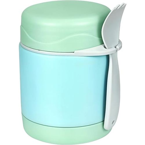 Pawtong10oz Soup Thermo for Hot Food Kids Insulated Food Jar,Thermo Hot Food Lunch Container, Width Mouth Stainless Steel Lunch Box for Kids with Spoon (Mint)