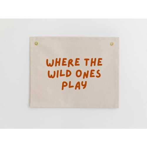 Where the Wild Ones Play Canvas Banner, Playroom Wall Sign, Playroom Wall Art, Jungle Themed Wall Decor, Safari Animals Nursery Decor