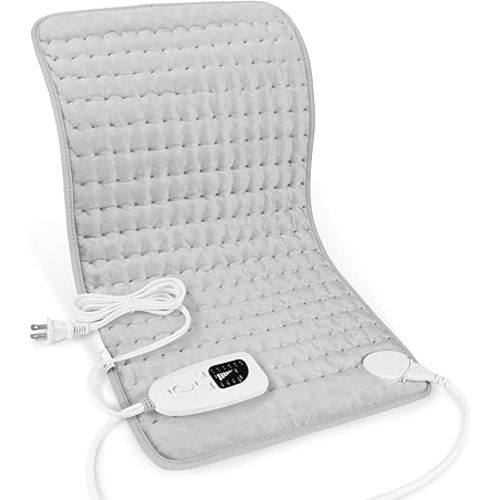 Electric Heating Pads,Heating Pads for Back,Shoulder,Hot Pad for Neck and Arms,Abdomen,Moist Heated Pad for Legs and Knee,Auto Shut Off(Light Gray, 24''×12'')