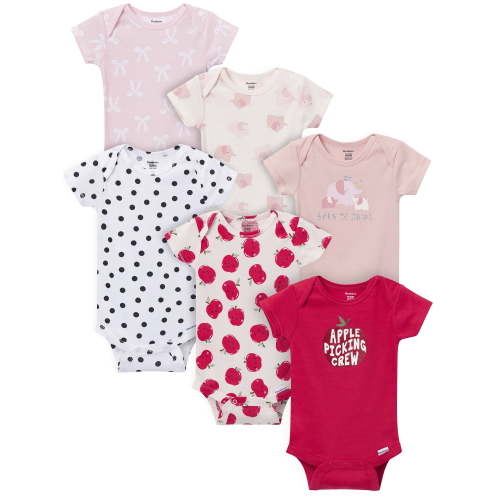 Gerber Gender Neutral Short Sleeve Onesies, 6-Pack, Sizes Newborn - 18 Months